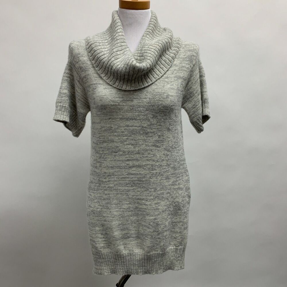 Raven + Lily Sweater Medium Gray White Multicolor Cowl Neck‎ 100% Alpaca Peru